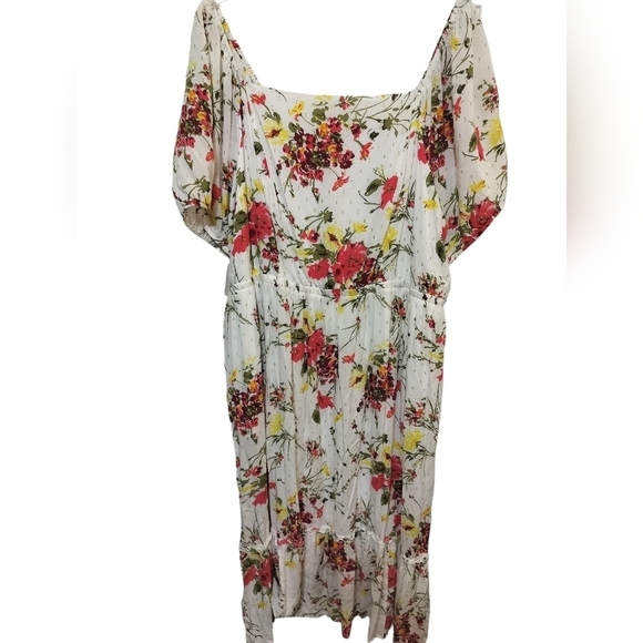 (1551) Lane Bryant Convertible Puff-Sleeve Tiered Midi Dress Plus Size 26 - Picture 2 of 12